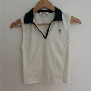 Sporty and RichSleeveless Polo Crop Top